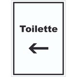 thumbnail of Toilette Aufkleber mit Text und Richtungspfeil links Klo WC hochkant A6 (105x148mm)