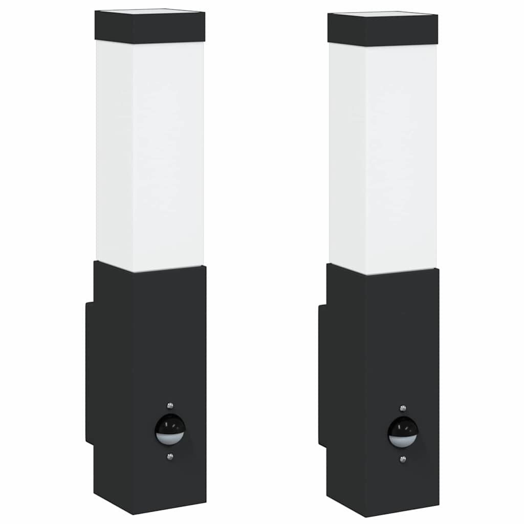 vidaXL Außenwandlampen 2 pcs Schwarz 10.5 x 6 x 35 cm Edelstahl