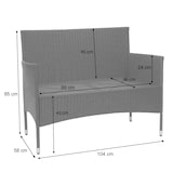 thumbnail of Poly-Rattan Garnitur HWC-F55, Balkon-/Garten-/Lounge-Set Sofa Sitzgruppe ~ schwarz, Kissen dunkelgrau