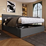 thumbnail of Stauraumbett 180x200 Doppelbett mit Hydraulik Lattenrost Gepolstertes Kopfteil Stauraum Modern Stabil Schlafzimmer Grau