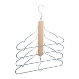 thumbnail of Relaxdays Mehrfach Kleiderbügel, platzsparend, 4 Hemdenbügel mit Hosensteg, Holz, Metall, Antirutschbügel, natur/grau