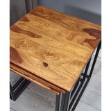 thumbnail of Satztisch 3er Set Sheesham Massivholz / Metall Beistelltisch Eckig Modern, Design Couchtisch 3-teilig, Wohnzimmertisch Platzsparend, Holztisch