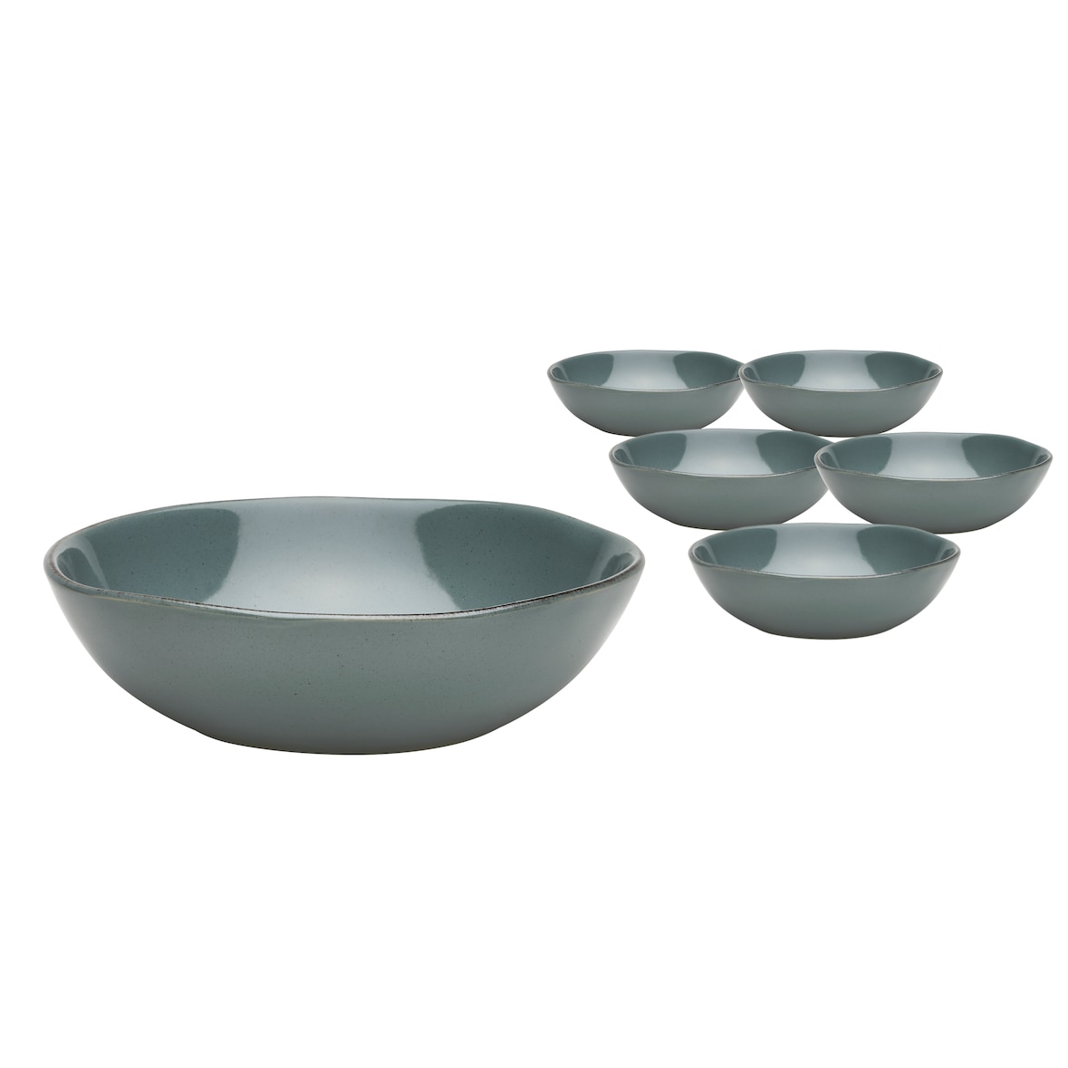 Van Well | URBAN Schale grau 19 cm grau 6er Set  - Steinzeug Bowl, für Nudeln, Suppe,Salat Poke oder Müsli