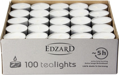 100 Stück WENZEL Tealights Teelichtkerzen Teelichter, weiß, Aluminiumhülle, ohne Duft