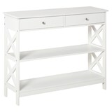 thumbnail of Mesa Consola de Entrada Recibidor con 2 Cajones 2 Estantes 100x30,5x80cm Blanco