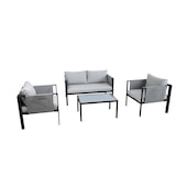 thumbnail of Möbilia 4-tlg. Garten-Sitzgruppe | 2-Sitzer, 2 Sesse, 1 Couchtisch | Stahl schwarz, Glas und Olefin in grau | 28020040 | Serie GARTEN