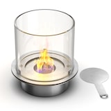 thumbnail of Runder Brenner mit Glas für Bioethanol-Kamin, Biokamin aus Edelstahl 3 lt d.30