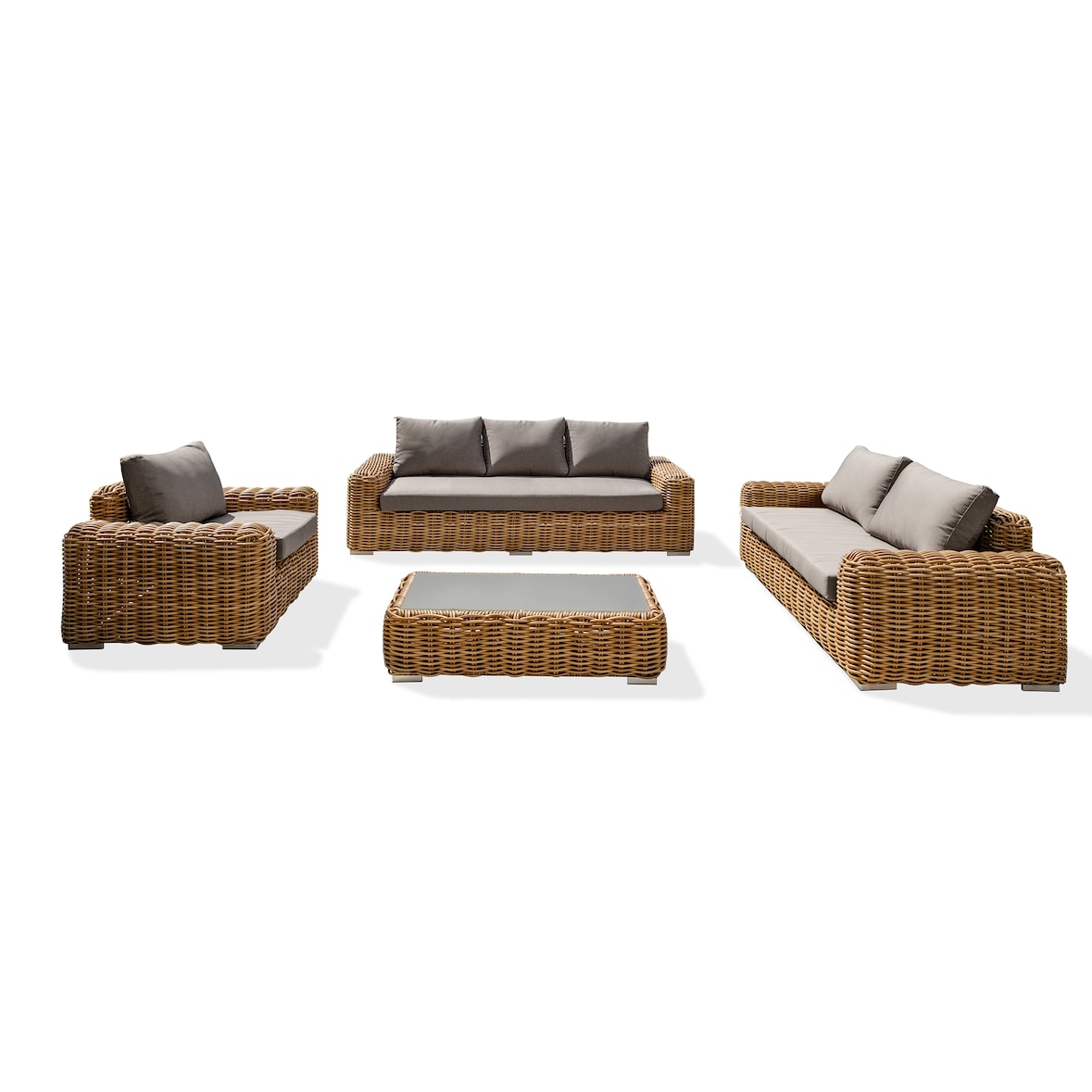 Salon de jardin 6 places en résine tressée marron - BORABORA