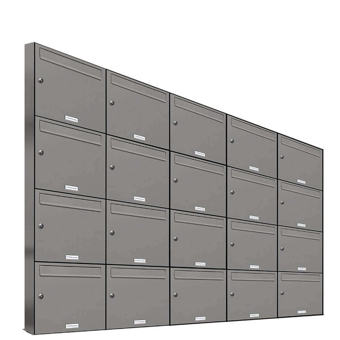 AL Briefkastensysteme 20 Fächer Premium Wand Briefkasten Anlage A4, in RAL 9007 Aluminium Grau  und wetterfest, Artikelnummer: 331P20EA5P9007