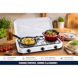 thumbnail of Fogão a gás portátil 3 bocas 3450W Tampa lacada branca Cooktop KEMPER
