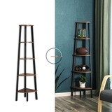 thumbnail of UAC Eckregal, Leiterregal, Standregal, Bücherregal, mit 5 Ablagen mit Metallrahmen, 159 cm vintage, schwarz