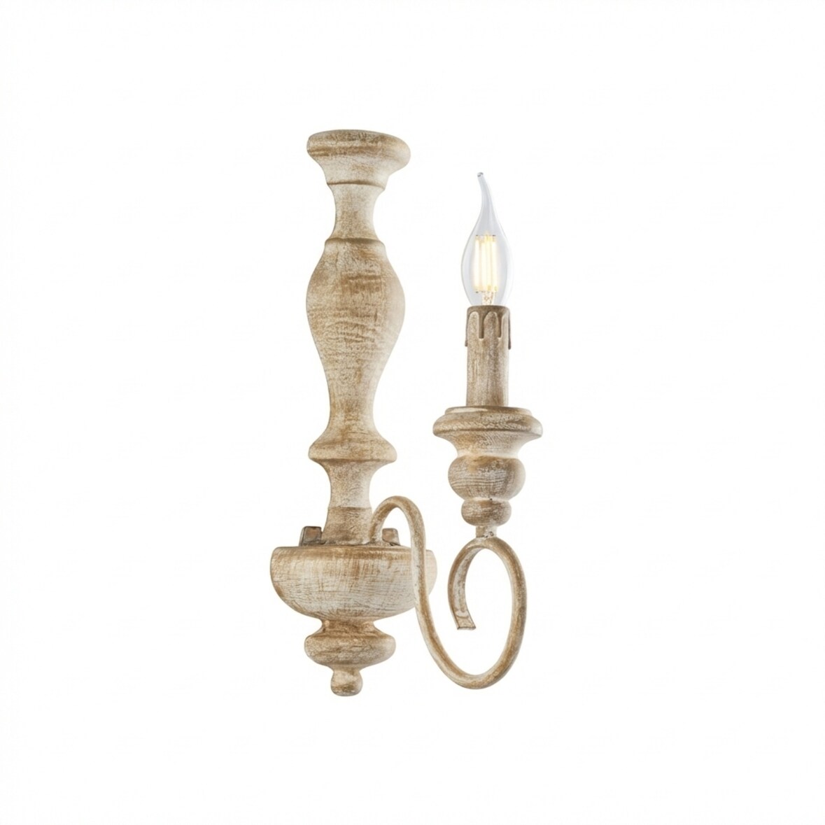 Applique Shabby Chic Cascina Bianco Tortora Vintage 1 Luce E14