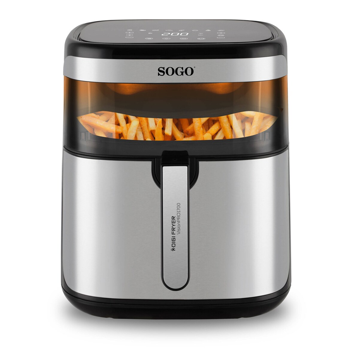 Freidora de Aire Cuerpo Inox, Control Digital  Ventana de Visualización 10L - 1700w