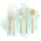 thumbnail of Firstpack CVPLK316BB kit posate 3/1 in CPLA beige. 150 mm - forchetta, coltello, cucchiaino. Scatola da 500 kit.
