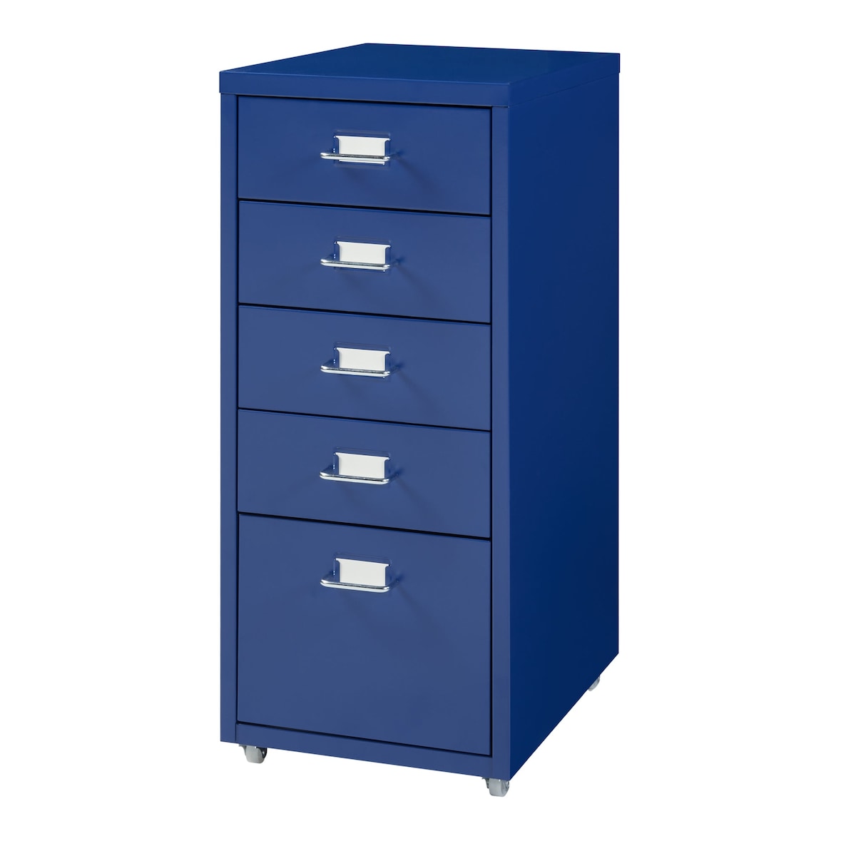 Helloshop26 - Mobiletto da ufficio mobile contenitore su ruote con 5 cassetti 69 x 28 x 41 cm blu 03_0009099