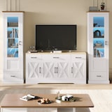 thumbnail of Wohnzimmer Set Combo Zwei Moderne LED Vitrinen 178x50x35 cm und ein Modernes Weißes Esszimmer Sideboard 160x37x75 cm mit Dekoration
