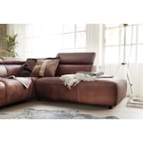 thumbnail of Sofá KAWOLA Sofá de esquina RISO con ajuste motorizado de profundidad de asiento chaise longue marrón de cuero a la derecha
