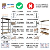 thumbnail of Simon Rack Estanteria Industrial, 2500x1500x600 mm, 400 kg de Punto Flexión, 5 Estantes Madera, Gris/Madera - SimonTaller