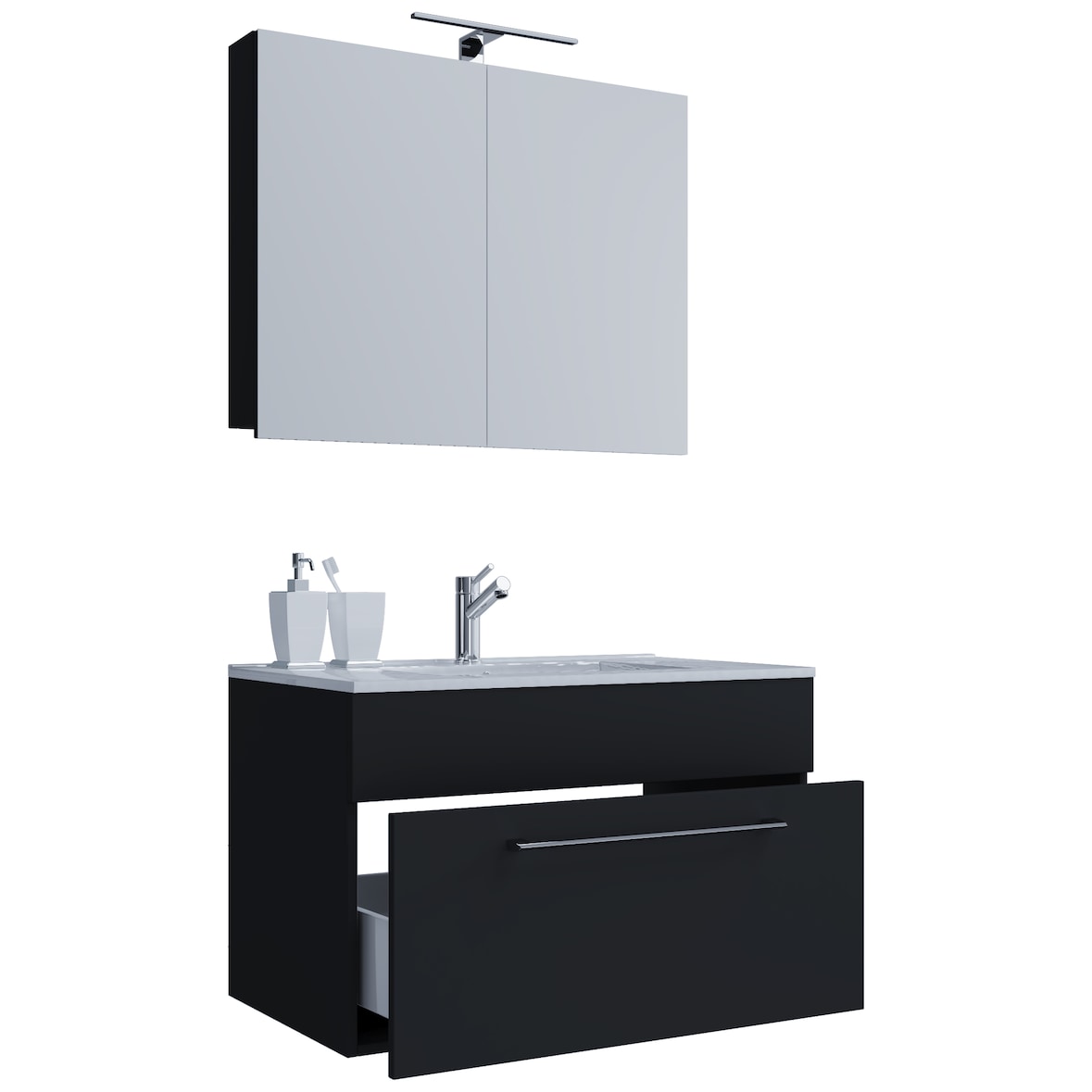 VCM Badmöbel Waschtisch Badinos Schwarz H. 109 x B. 60 x T. 46 cm