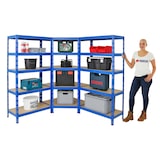 thumbnail of PROREGAL Mega Deal 1x Étagère d'angle + 2x Étagère charge lourde TIGER | HxLxP 180x90x45cm | Capacité de charge 175kg + 265kg | Bleu