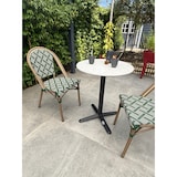thumbnail of Ensemble repas de jardin 2 places en acier, plateau rond en terrazzo et fauteuil vert - BISTRO