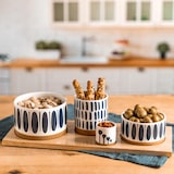 thumbnail of Service apéritif 4 pièces Mikonos -  Bleu Rectangulaire Porcelaine Table Passion 35.00x13.00 cm