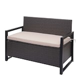 thumbnail of Décoshop26 - Banc de jardin 2 places en polyrotin gris coffre de rangement coussin d'assise beige 04_0004170