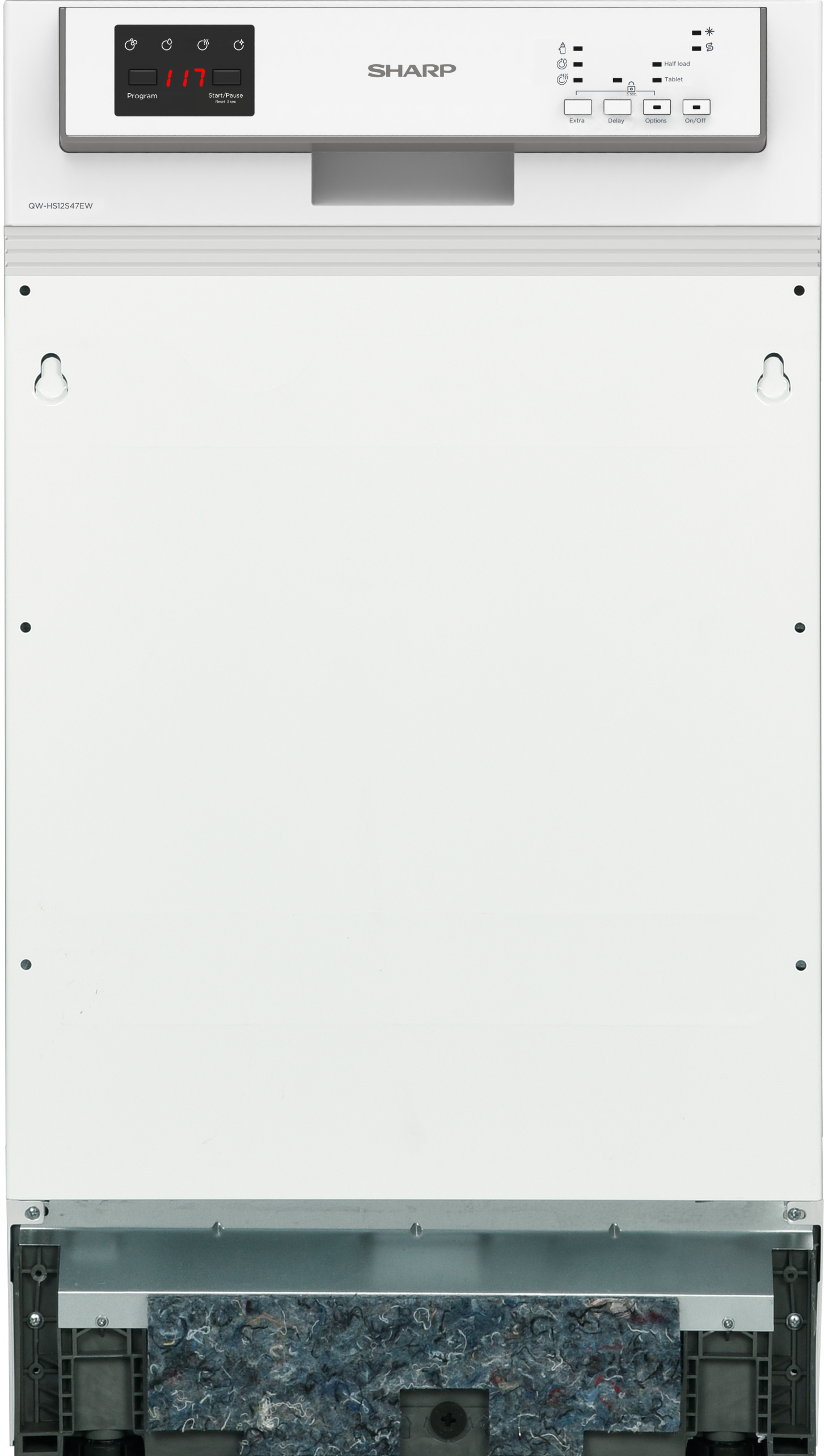 Sharp teilintegrierbarer Geschirrspüler (45 cm), QW-HS12S47EW-DE, 10 Maßgedecke, Edelstahl