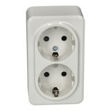 thumbnail of Jandei - Mecanismo Superficie Policarbonato Blanco, 10A 250V (Doble Enchufe Schuko)