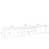 thumbnail of TV-Schrank, Lowboard, für Wohnzimmer und Esszimmer, 310x50x37 cm, Für TV-Geräte bis zu 80", Elektrokamin., Moderner Stil, Dunkler Eiche und Schwarz