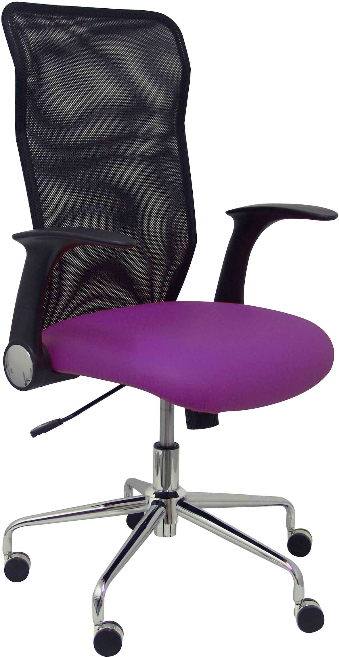 Minaya Silla  con mecanismo basculante, brazos retráctiles y  y asiento tapizado en tejido BALI color morado