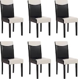 thumbnail of 6er-Set Esszimmerstuhl Stuhl Küchenstuhl Littau ~ Kunstleder, schwarz-weiß, dunkle Beine