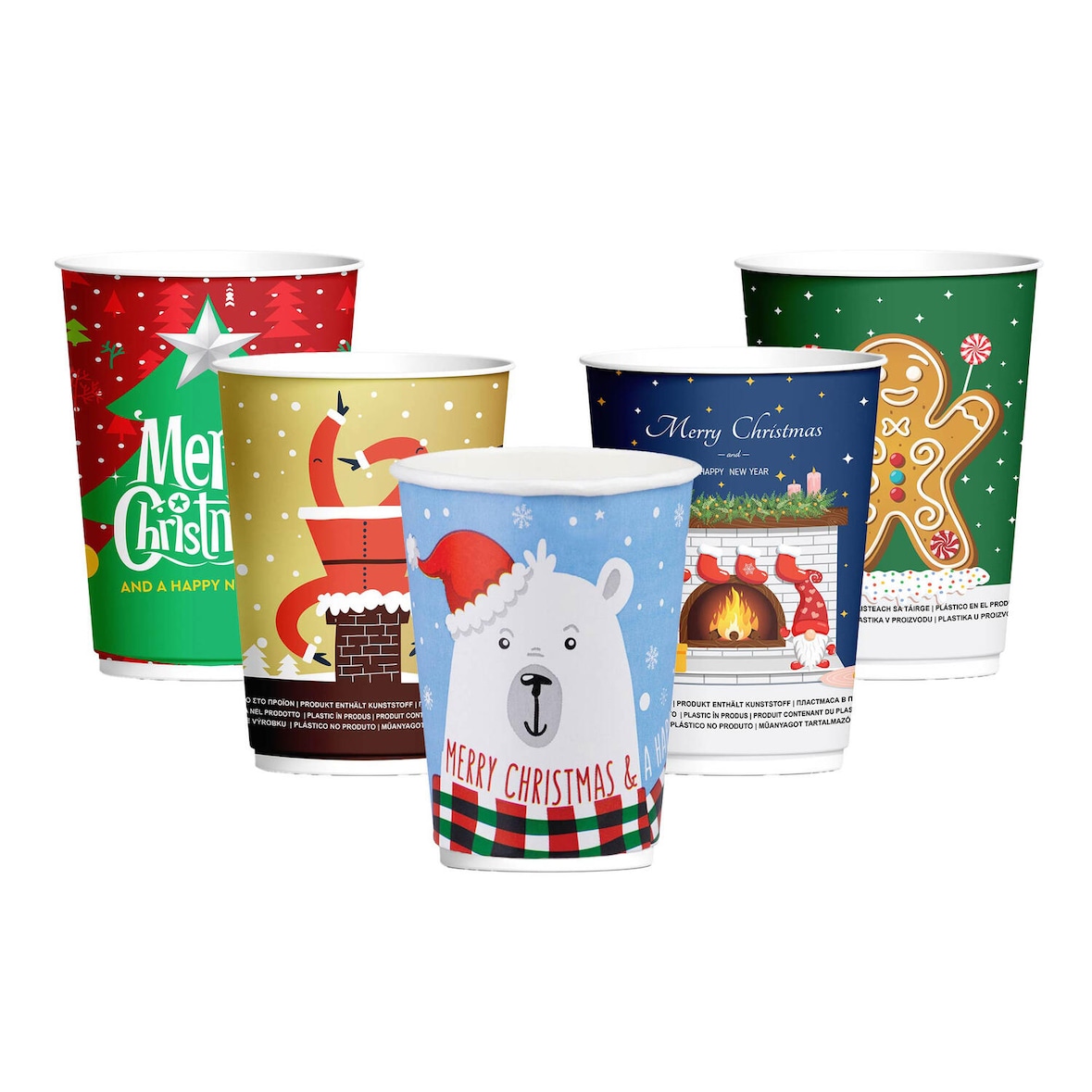 VEPATIM 125 Pappbecher Heißgetränkebecher doppelwandig WEIHNACHTSMIX 400ml (max 500ml)