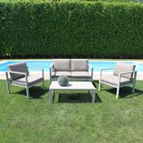thumbnail of BS COM Salotto da Giardino con cuscini 4 posti in Alluminio 126x70x64 cm Tortora