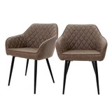 thumbnail of ML-Design – Esszimmerstühle 2er Set Braun | Kunstlederbezug, Armlehnen, Metallbeine, ergonomische Esszimmer- & Küchenstühle