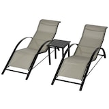 thumbnail of Outsunny set de 2 tumbonas jardín exterior con mesa auxiliar de vidrio templado tumbonas con reposabrazos para patio piscina terraza exterior gris