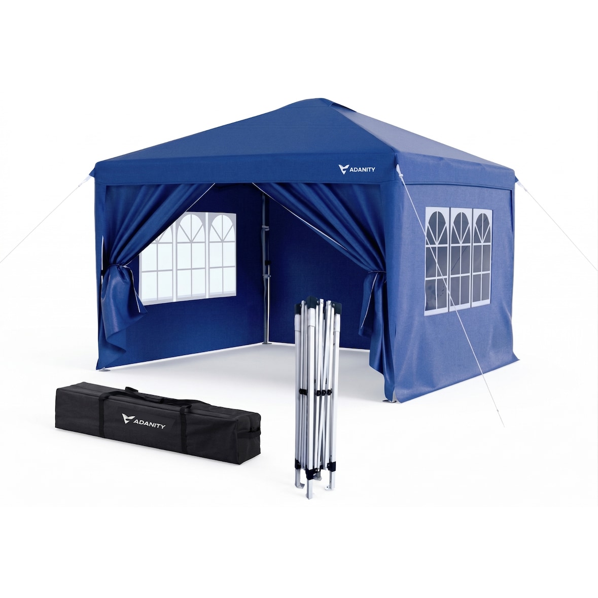 Pack 2 Carpas Plegables 3x3m Azul - 4 Paredes - Oxford 210D Impermeable UV - Estructura Acero Reforzada - Bolsa Estacas Eventos Ferias