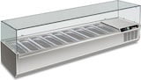 thumbnail of Edelstahl-Kühlvitrine für 9 GN1/3. Temperatur +2°C/+8°C. Elektronischer Thermostat. Abmessungen BxTxH 200x39,5x43,5 cm. RWX2002