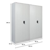thumbnail of PROREGAL Mega Deal 2x Flügeltürenschrank ELEPHANT Metall Spind komplett montiert abschließbar 180x80x40cm Kleiderstange Stahlschrank Lichtgrau