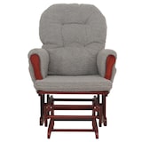 thumbnail of Relaxfauteuil HWC-C76, schommelstoel fauteuil + hocker stof bouclé 480g/m² Oeko-Tex ~ grijs donker frame