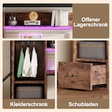 thumbnail of Hochbett 140x200 aus Metall mit LED-Beleuchtung, Schreibtisch und Stauraum, modernes Etagenbett mit Regalen und Schubladen Schwarz