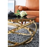 thumbnail of SalesFever Couchtisch Ø 80 cm rund | Sicherheitsglasplatte grau 8 mm | Gestell goldfarben, rostfreier Edelstahl | Grau / Gold