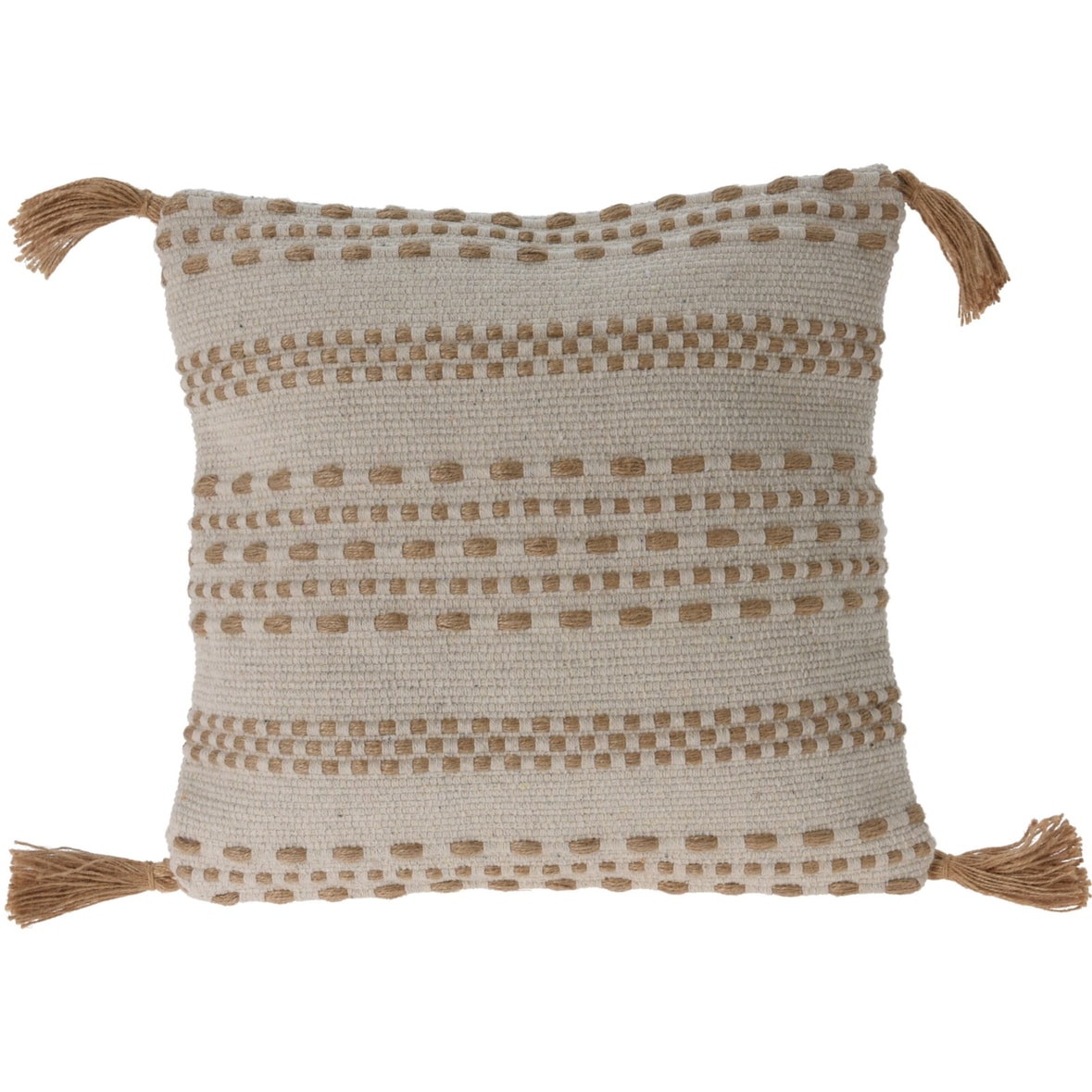 WellHome - Cojín de Yute y Algodón Natural con Relleno Tessel de 400gr 45x45cm