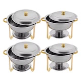 thumbnail of Conjunto 4 Rechauds / Aquecedores de alimentos para buffet redondos 4.5L em aço inoxidável dourados