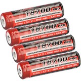 thumbnail of 4x Kraftmax 18650 18700 Pro Akku mit PCB Schutzschaltung - speziell für LED Taschenlampen 3,7V 9,62 Wh
