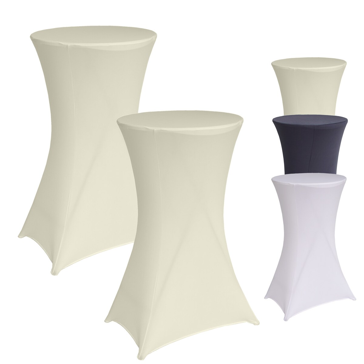 Baumarktplus 2x Stehtischhusse 60 cm beige Tischdecke Husse Bistrotisch Partytisch Stretch
