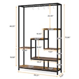 thumbnail of Estante grande Tribesigns con 6 ganchos en forma de S, 180 cm, marrón rústico y negro