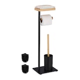 thumbnail of Relaxdays WC Garnitur, Bambus, Eisen, freistehender Klopapierhalter, Toilettenbürste mit Bürstenhalter, schwarz/natur