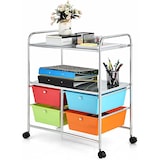 thumbnail of COSTWAY Rollwagen mit 4 stapelbaren Schubladen, Schubladenwagen, Rollcontainer mit Metallrahmen und Regalen