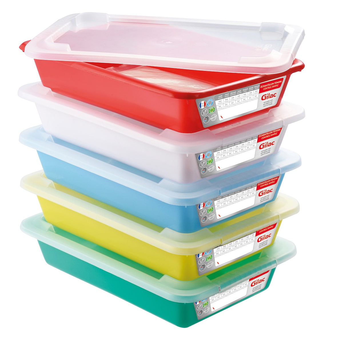 GILAC Bacs plat témoin + couvercle X5 - 3 L - Mutlicolor G160450